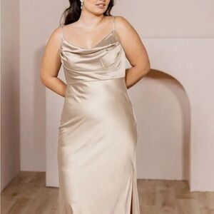 Revelry Satin Skye Dress in Champagne